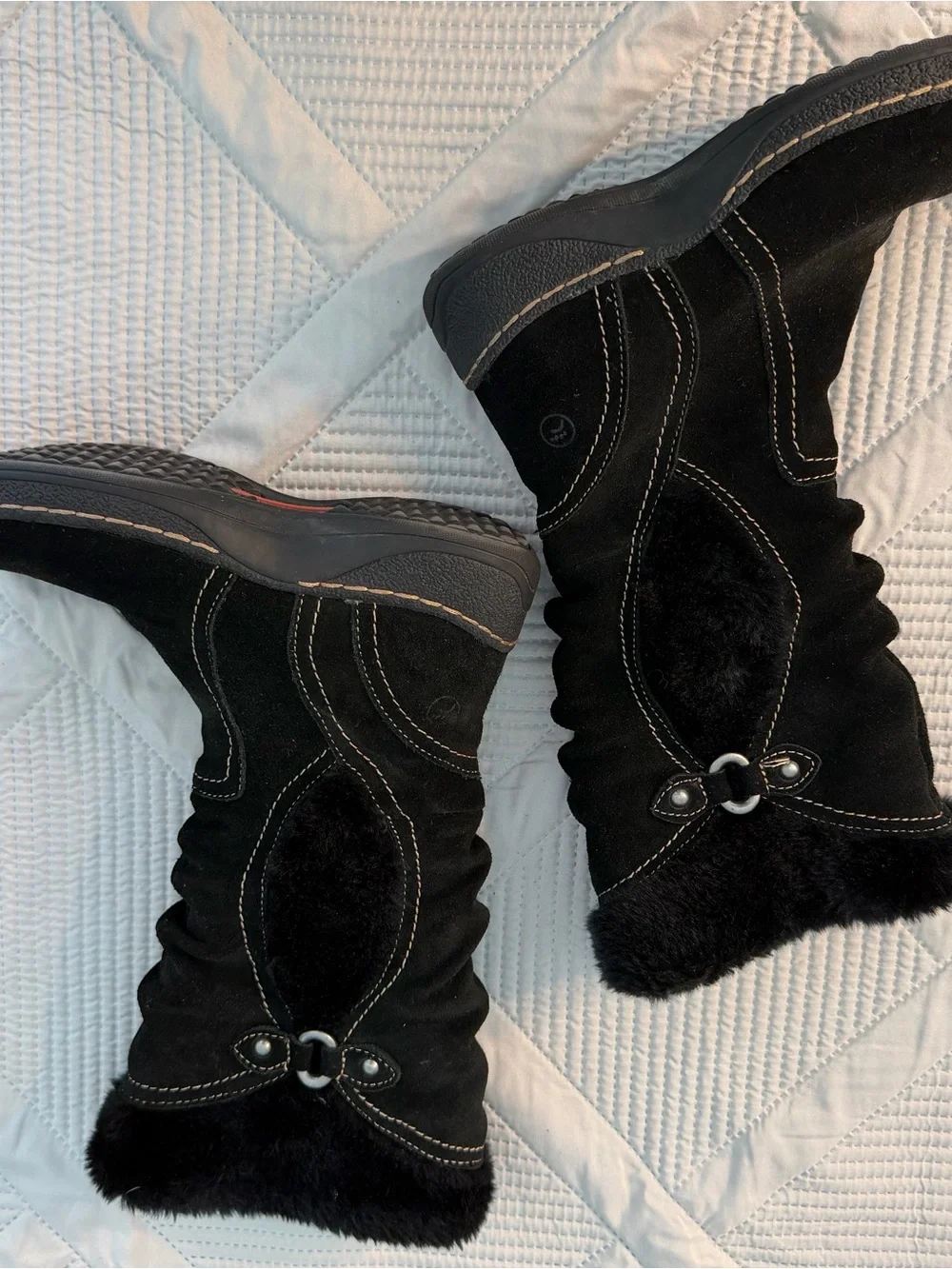 BareTraps Black Faux Fur Lined Winter Boots Sz 6